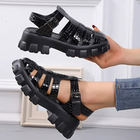Sandale Spartiate Femme Style Plateforme à Talon