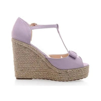 Sandale Talon Compensée Violette avec Lanière en T