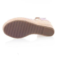 Sandale Talon Compensée Violette avec Lanière en T