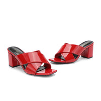 Sandale Talon Femme 5 cm Rouge et Luxueuse en Cuir