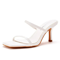 Sandale Talon Femme 7 - 10 cm Blanche avec Lanières Fines
