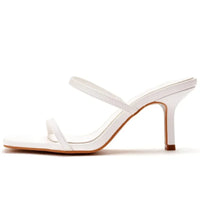 Sandale Talon Femme 7 - 10 cm Blanche avec Lanières Fines