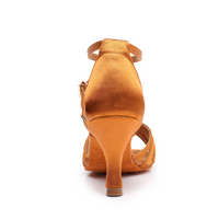 Sandale Talon Femme 7 - 10 cm Marron avec Boucle à Strass