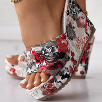 Sandale Talon Haut Femme avec Motifs Floraux