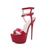Sandale Talon Haut Femme Ouverte en Simili Cuir