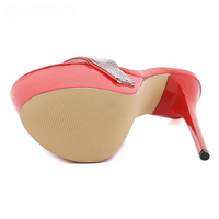 Sandale Talon Haut Femme avec Strass sur la Lanière