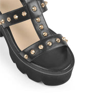 Sandale Talon Plateforme avec Design Clouté