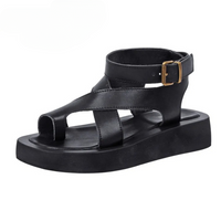 Sandale Talon Plateforme Élégante en Cuir Noir
