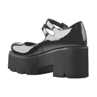 Sandale Talon Plateforme en Simili Cuir Verni