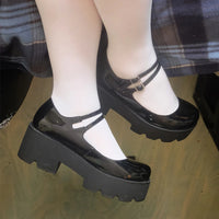 Sandale Talon Plateforme en Simili Cuir Verni