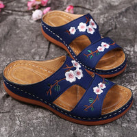 Sandale Tong Femme Décontractée Avec Broderie Fleurie Chic