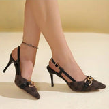 Sandale À Talon Femme Avec Boucle Dorée Raffinée