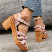 Sandale Femme À Talon Épais Style Estival Chic