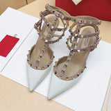 Sandales À Talons Aiguilles Avec Clous Métal Style Punk Chic