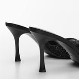 Sandales à Talons Fins avec Nœud et Maille Élégante