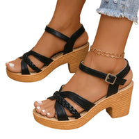 Sandale Femme À Talon Épais Style Estival Chic