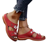 Sandale Tong Femme Décontractée Avec Broderie Fleurie Chic