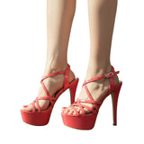 Sandales À Talons Hauts Plateforme Avec Brides Cheville