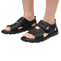 Sandales Homme En Cuir Souple Avec Bride Ajustable Confortable