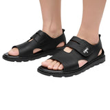 Sandales Homme En Cuir Souple Avec Bride Ajustable Confortable