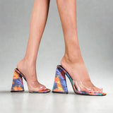 Sandales Colorées à Talons Épais pour Femme