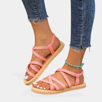 Sandale Spartiate Femme avec Lanières Croisées Rose