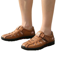 Sandales En Cuir Homme Confort Avec Semelle Antidérapante