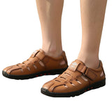Sandales En Cuir Homme Confort Avec Semelle Antidérapante