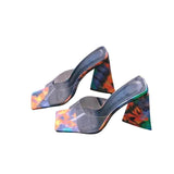 Sandales Colorées à Talons Épais pour Femme