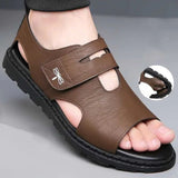 Sandales Homme En Cuir Souple Avec Bride Ajustable Confortable