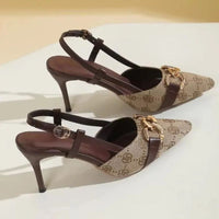 Sandale À Talon Femme Avec Boucle Dorée Raffinée