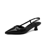 Sandales À Talon Vernies Avec Bout Pointu Élégant