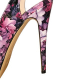 Sandales À Talons Hauts Avec Plateforme Motif Floral Élégant