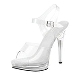 Sandales À Talon Aiguille Transparent Effet Cristal