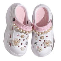 Sandale Plateforme Femme Avec Perles Et Fleurs Élégantes