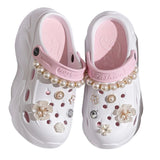 Sandale Plateforme Femme Avec Perles Et Fleurs Élégantes