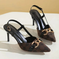 Sandale À Talon Femme Avec Boucle Dorée Raffinée