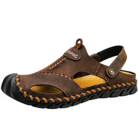 Sandales Confort Homme En Cuir Avec Maintien Arrière