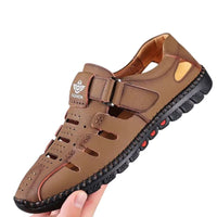Sandales En Cuir Homme Confort Avec Semelle Antidérapante