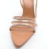 Sandales Talon Haut Nude à Strass