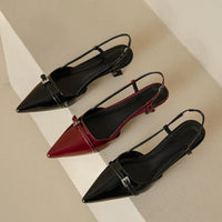 Sandales À Talon Vernies Avec Bout Pointu Élégant