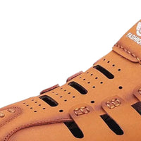 Sandales En Cuir Homme Confort Avec Semelle Antidérapante