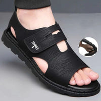 Sandales Homme En Cuir Souple Avec Bride Ajustable Confortable