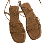 Sandale Plate Femme À Lanières Fines Et Style Minimaliste