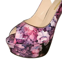 Sandales À Talons Hauts Avec Plateforme Motif Floral Élégant