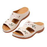 Sandale Tong Femme Décontractée Avec Broderie Fleurie Chic