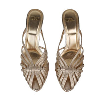 Sandales À Talon Dorées Avec Brides Croisées Élégantes