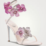 Sandales à Talons avec Sangle Fleur en Cristal