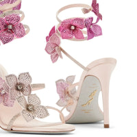Sandales à Talons avec Sangle Fleur en Cristal