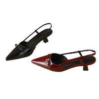 Sandales À Talon Vernies Avec Bout Pointu Élégant